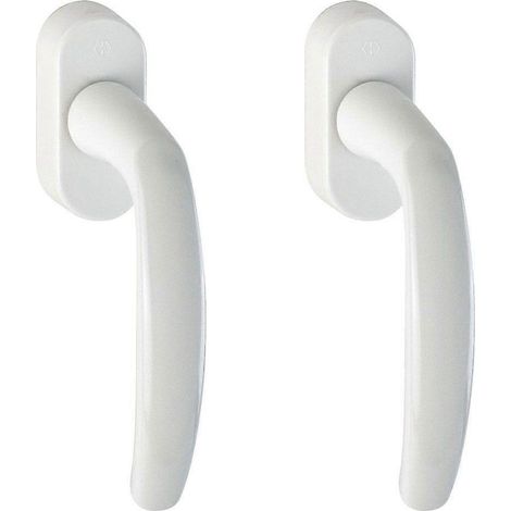 Poignée de fenêtre, Poignée de fenêtre, Poignée de fenêtre en 2 pièces, Entraxe des trous 43 mm, Verrouillage de fenêtre à battant en plastique (1/5)