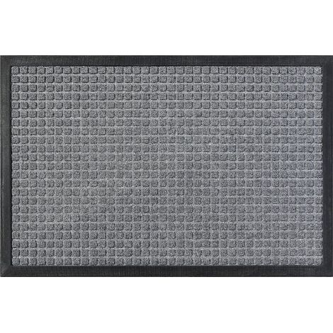 Paillasson d'entrée, paillasson ultra absorbant, anti-humidité, résistant aux taches et à la décoloration, gris, 29 x 17 po (1/5)