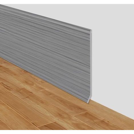 rollo de rodapié flexible, adhesivo fuerte, PVC decorativo, imitación madera gris claro, para paredes y suelos. (1/5)