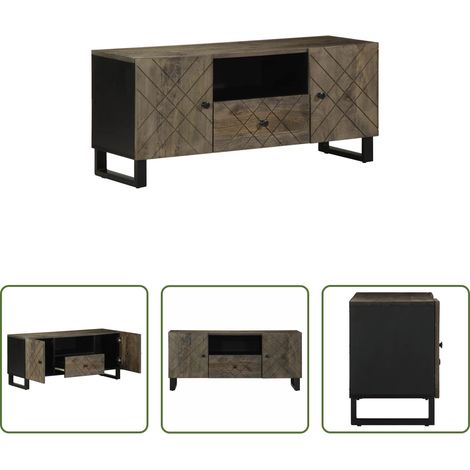 vidaXL Schrank für Fernseher - TV-Schrank Schwarz 105x33x46 cm Massivholz Mango (1/5)