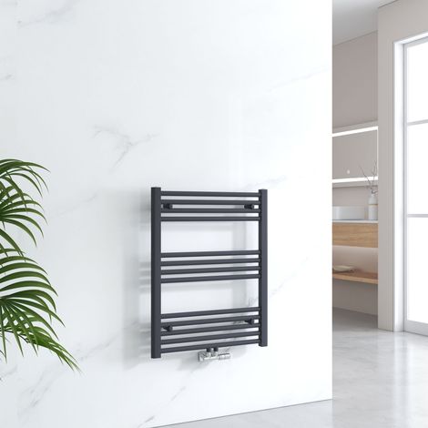 EMKE Sèche-serviette eau chaude Radiateur sèche-serviettes Salle de bain Anthracite 75x60 cm
