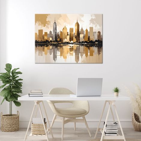 Wandbild Moderne Gebäude Stadt in Beige und Gold 60x40 (1/4)