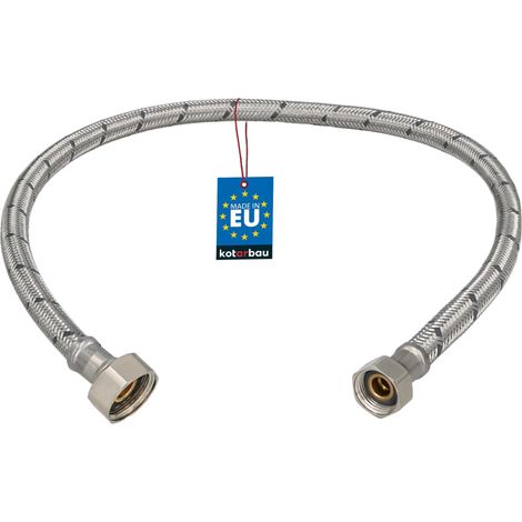 KOTARBAU® Flexible Robinet 1/2"x3/8" - Tuyau Robinet 60cm - Acier Inoxydable - Rallonge Robinet Cuisine Flexible - Tuyau Robinet Cuisine Flexible - Tuyau Flexible Plomberie - Argent (1/4)