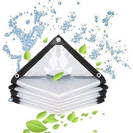 Bâche imperméable Transparente avec œillets-pour Meubles de Jardin-Utilisable en extérieur-Imperméable à la Pluie-Isolation des Plantes-Résistant à la poussière 2 x 2 m (1/5)