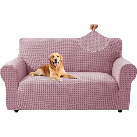 Sofaüberzug 2 Sitzer, Stretch Couchbezug rutschfest mit Armlehne, Jacquard, Rosa (1/5)