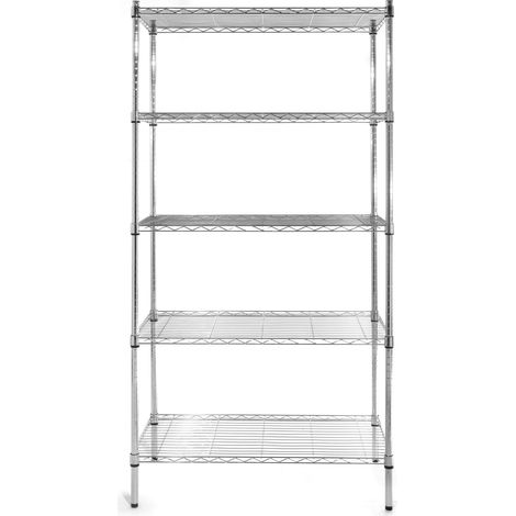Scaffale portaoggetti pieghevole con ripiani in filo metallico regolabili - 5 ripiani - Hendi 812204 (1/5)