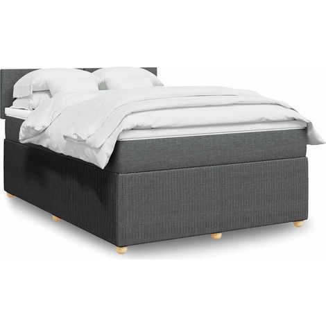 Boxspringbett mit Matratze Dunkelgrau 140x200 cm Stoff