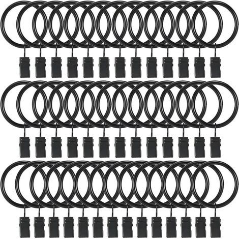 40 Crochets de Rideaux, Anneaux Antirouille avec Clips, Décoratifs Vintage pour Rideaux (1/4)