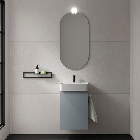 Meuble de salle de bains AIDA 440 1 porte avec fermeture douce BLUE FOG 440 x 263 x 620 mm (1/3)