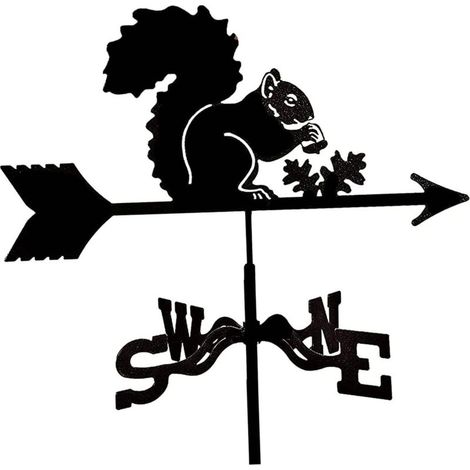 XEPHO Girouette en Métal, Figurines pour Jardin, Girouette De Jardin, Outil De Mesure Professionnel, Girouette Con Support pour Extérieur, Ferme, Cour, Jardin, Tonnelle- écureuil
