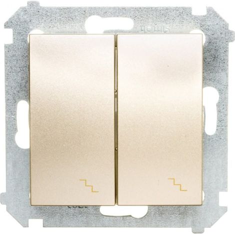 Interruptor doble para escaleras Simon 54 con iluminaci贸n, oro mate DW6/2L.01/44