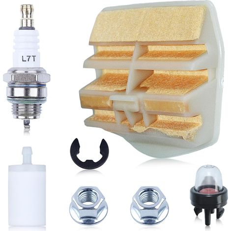 Kit de réglage du filtre à air et à carburant pour tronçonneuse Husqvarna 450 Rancher 445E II avec bougie E-Clip, amorceur, écrou de guide, remplacement 531309681 (1/5)
