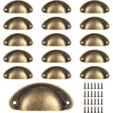16 Maniglie a conchiglia, maniglie per cassetti vintage, maniglie e pomelli semicircolari retrò per ante di mobili da cucina, maniglie per ante di cassettiere (bronzo) -Crezuo