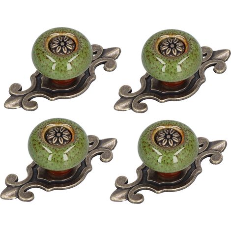 Lot de 4 poignées de meubles en alliage de zinc pour portes et tiroirs d'armoires. Accessoires de meubles raffinés, vert. (1/5)