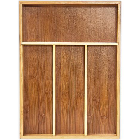 Range-couverts en bambou naturel pour tiroir cuisine 4 x 25 x 34 cm facile à nettoyer style épuré en bambou brun clair (1/4)