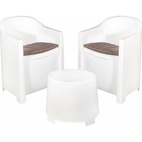 Set da Giardino Luna 3 Pezzi in Bianco con 2 Silloni e Tavolino Laterale - Mobili da Esterno per Terrazza e Giardino (1/5)