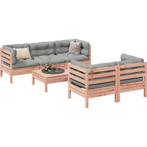6-tlg. Garten-Sofagarnitur mit Kissen Massivholz Douglasie