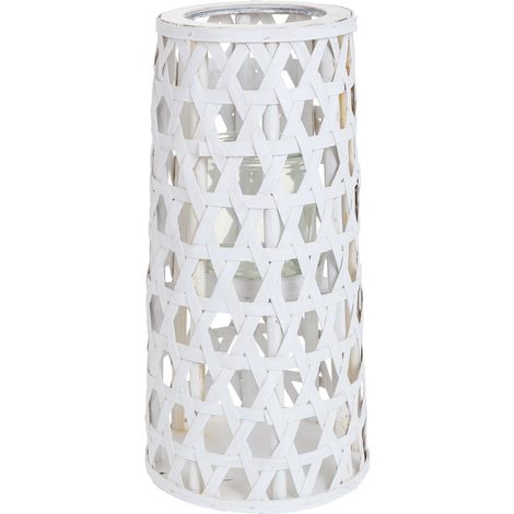 Farol portavelas de madera blanco d14.5/18.5x46.5 (1/5)