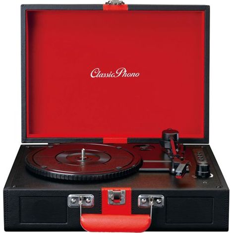 Lenco 810095 Classic Phono Turntable by tt-110 - Plattenspieler - 33, 45 und 78 RPM - Bluetooth - Riemenantrieb - 2 Lautsprecher - Aux In, RCA Output, 3.5 mm - Schwarz/Rot (1/5)