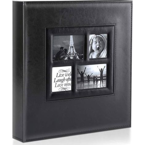 Album photo de mariage avec couverture en cuir de très grande taille pouvant contenir 500 photos de 10 x 15 cm, noir (1/4)
