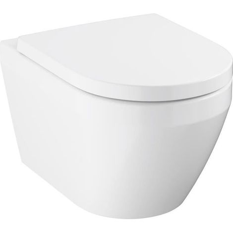 Set WC compact suspendu GROHE Euro Ceramic 102 485 SH00 blanc, sans bride, chasse Triple Vortex, sortie horizontale (1/5)