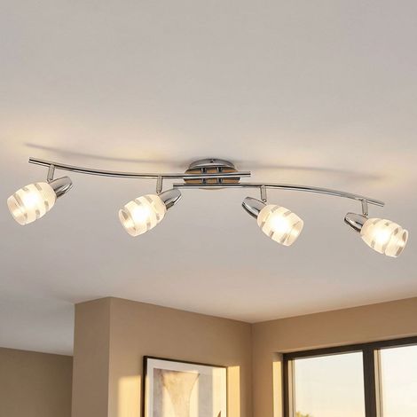 Lampe de plafond Plafonnier Lampe de salon argent 4 flammes L 81 cm (1/5)