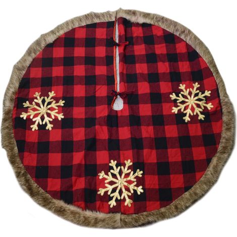 Copribase albero tessuto con fiocchi tartan rosso cm 120 (1/3)
