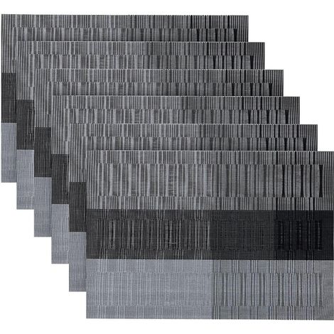 Set mit 6 abwaschbaren, rutschfesten und hitzebeständigen PVC-Tischsets, leicht zu reinigen und zu verstauen, 45 cm x 30 cm (1/5)