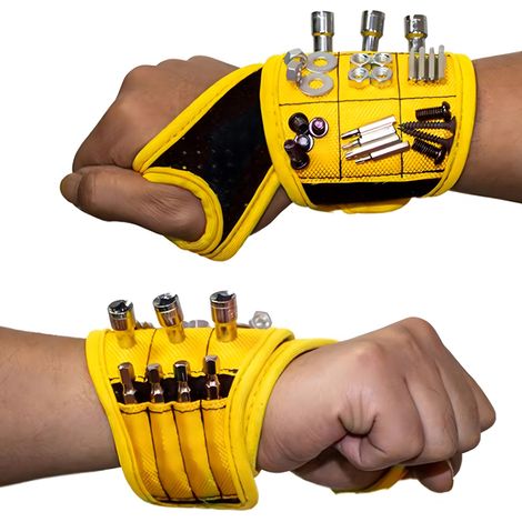 Étui à outils magnétique pour poignet - Bracelet de soutien ergonomique avec aimants puissants pour transporter vis, clous, forets, rondelles, aiguilles à coudre - Idée cadeau parfaite pour un père ou (1/5)