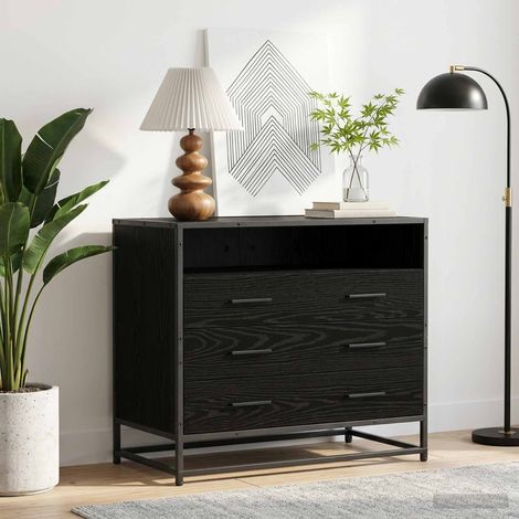 vidaXL Mobile con Cassetti 3-Cassetto Rovere nero 70 x 41 x 70 cm (1/5)