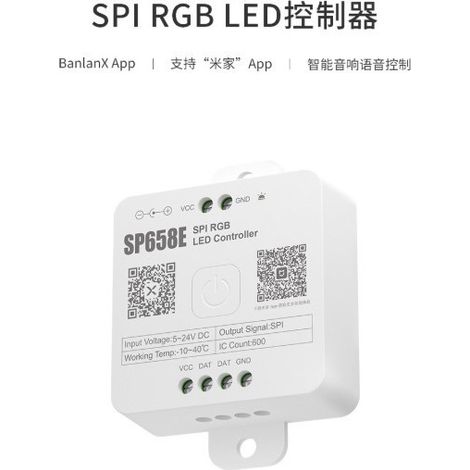 The SP658E LED light controller features dual control applications, voice control and a 2.4 GHz remote control.