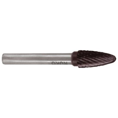 RUKO  Fresa  rotativa  de  metal  duro  RBF  Ø  16  mm  longitud  de  la  cabeza  25  mm  vástago  Ø  6  mm  TiCN  dentado  KVZ  4  -  116034TC