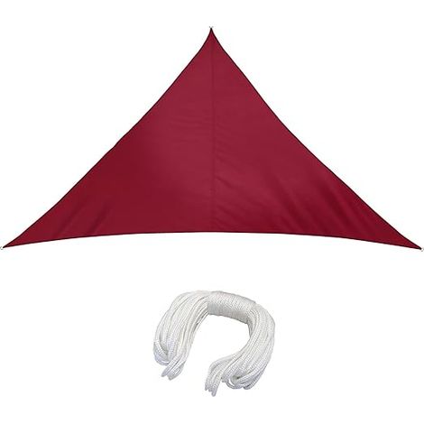 Voile d'ombrage Pare-Soleil Triangle isocèle, Hydrofuge, Brise-Soleil pour terrasse Jardin Balcon, Tissu Polyester 300 x 300 x 300 cm, Bordeaux (1/5)