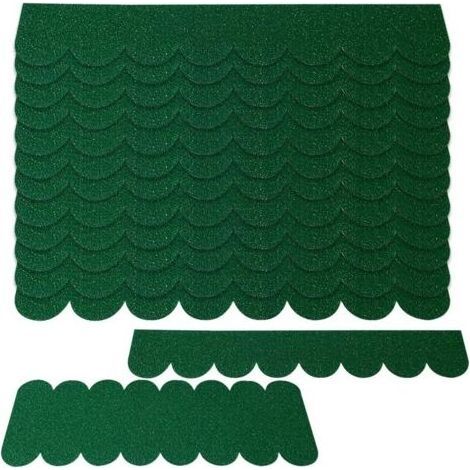 53 tuiles mini auto-adhésives étanches pour toits d’abris à oiseaux, cages et boîtes aux lettres – couleur verte (1/5)