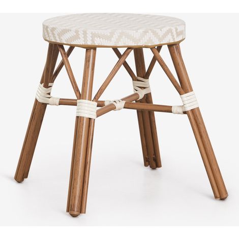 Tabouret bas de jardin 45 cm en aluminium et rotin synthétique Brielle Bistro SKLUM Beige nude - Blanc Gardenia