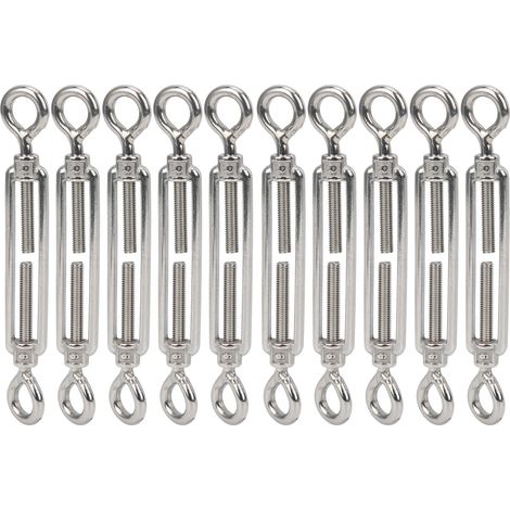 Lot de 10 tendeurs à œillets en acier inoxydable M6 (1/5)