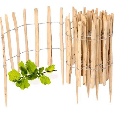 Garronda Cloture Jardin Exterieur à Planter en noisetier, clôture Jardin, clôture Bois, Bordure en Bois, ganivelle de Potager Exterieur GD-0156 Lot de 1 (Écart des Lattes: 3-5 cm, 50 cm x 5m)