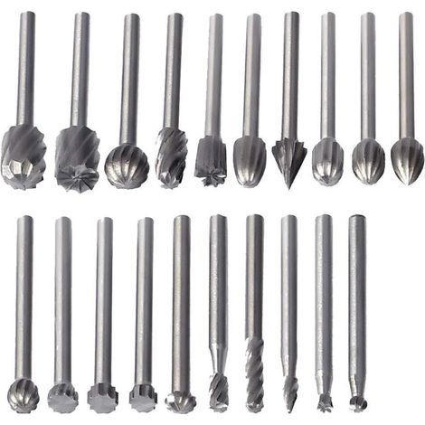 20 Pcs HSS Rotary Burrs, Rotary Milling Bits, Wood Routing Tool Accessories
