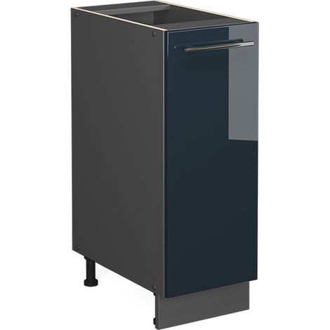 Armadio cucina dispensa alto Fame-Line, Blu scuro lucido, 30 cm senza piano di lavoro, Vicco