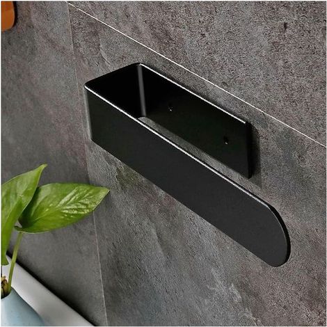 Porte Serviette Salle De Bain Noir, Adhesif Accroche Support Porte Torchon Mural sans Percage, Porte Serviette de Salle de Bain Mural en Acier Inoxydable pour Cuisine et Toilette (1/4)