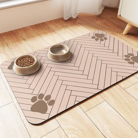 Futtermatte für Haustiere - Saugfähige Matte für Katzen- und Hundefutter (40 cm x 60 cm, hellbraun, 1 Stück) (1/5)