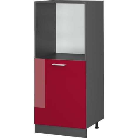 Mobile per forno da incasso R-Line, Rosso bordeaux lucido, 60 cm, Vicco