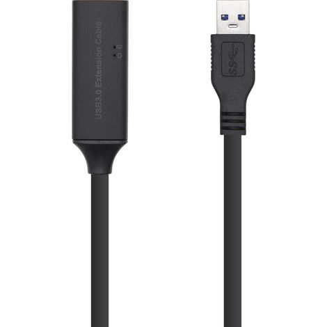 Cable Alargador USB 3.0 con amplificador Aisens A105-0409/ USB Macho - USB Hembra/ 15m/ Negro (1/4)