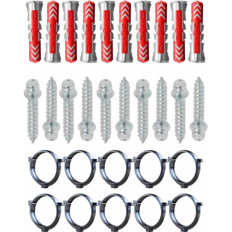 Ensemble de 10 colliers tube de descente Ø80 Anthracite + 10 Vis 7x40mm + 10 Chevilles Duopower 8x40mm - Arcanaute