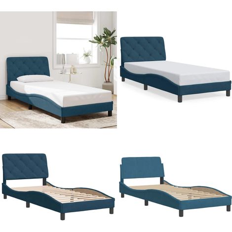 Bettgestell ohne Matratze Blau 80x200 cm Samt - Kopfteil - Matratze (1/5)