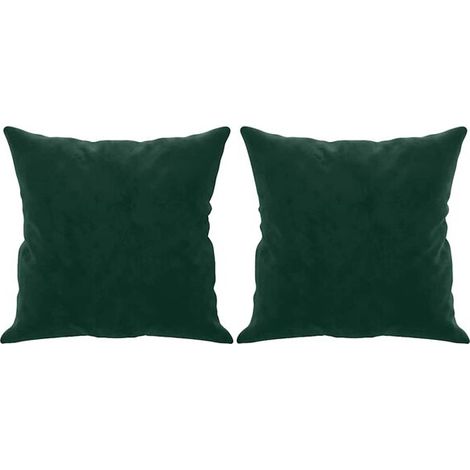 Coussins décoratifs, lot de 2, vert foncé, 40x40cm, matière velours. (1/5)