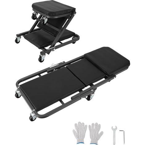 Chariot de visite mécanicien 2 en 1, tabouret 150 kg noir (1/5)
