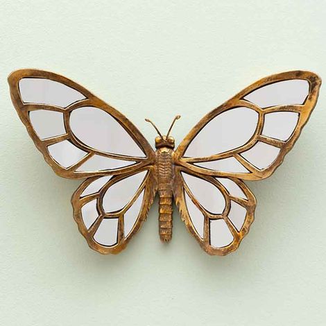 Miroir Papillon doré résine 34x21cm (1/4)