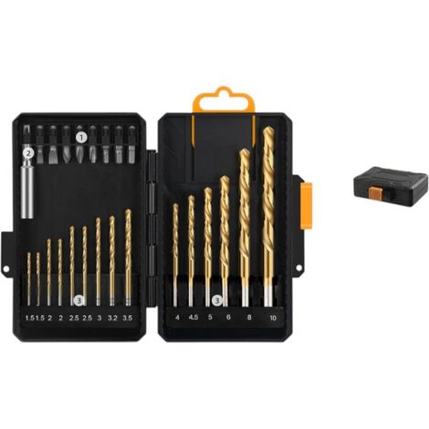 Jeu de 24 forets en acier rapide pour métal, bois et plastique, forets poinçon haute dureté (1/5)