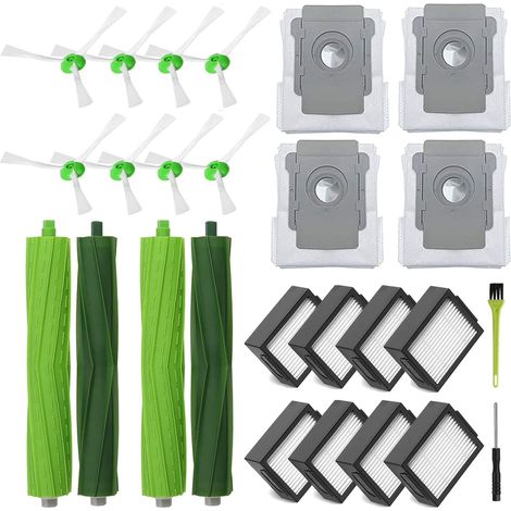 Repuestos para iRobot i7 i7+ i3 i3+ i4 i4+ i6 i6+ i8 i8+ j7 E5 E6 E7, accesorios Roomba: 2 pares de cepillos principales, 8 filtros, 8 cepillos laterales, 4 bolsas para el polvo (1/5)